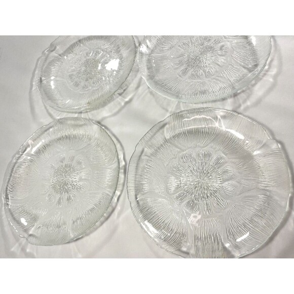 Arcoroc France Salad & Dessert Plate Sunflower Design Clear Glass Set of 12 - Picture 13 of 16